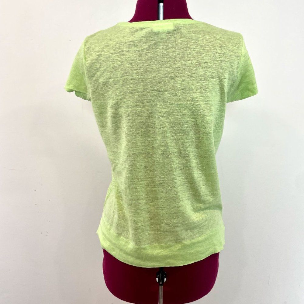 J. Jill Love Linen V-Neck Top Shirt Lime Mint Green XS Petite T-shirt - Picture 4 of 9